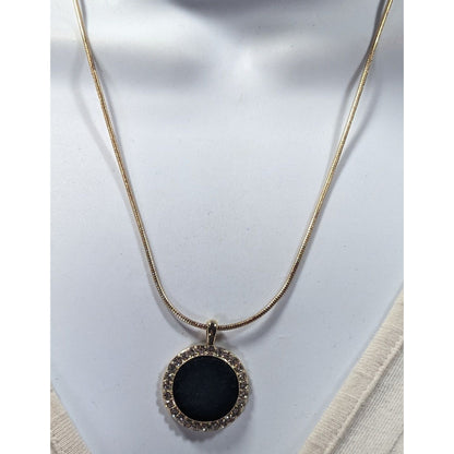 Monet Social Tower Gold Tone Black Velvet Pendant Necklace