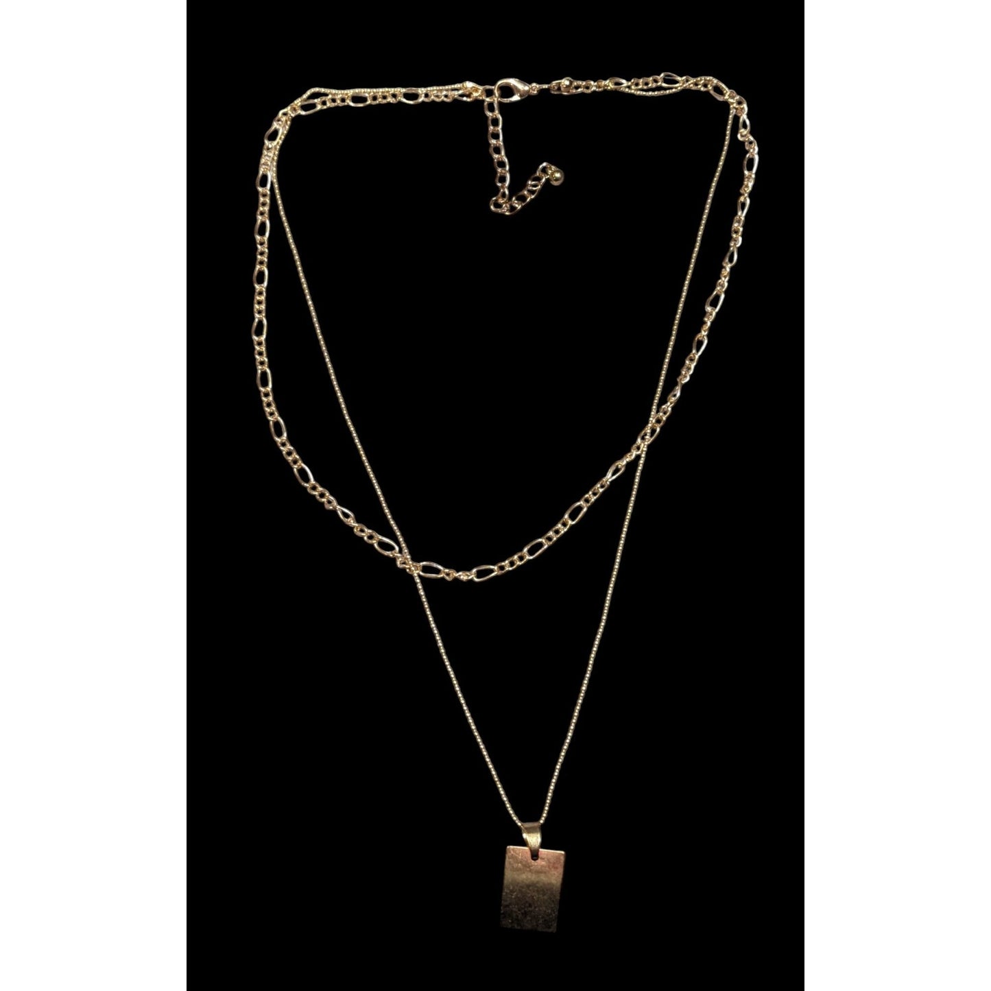 Minimalist Elegant Multilayer Gold Tone Chain And Pendant Necklace