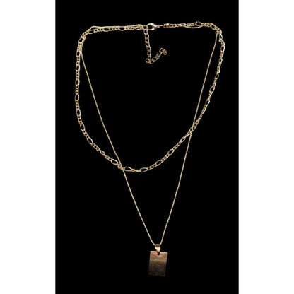 Minimalist Elegant Multilayer Gold Tone Chain And Pendant Necklace