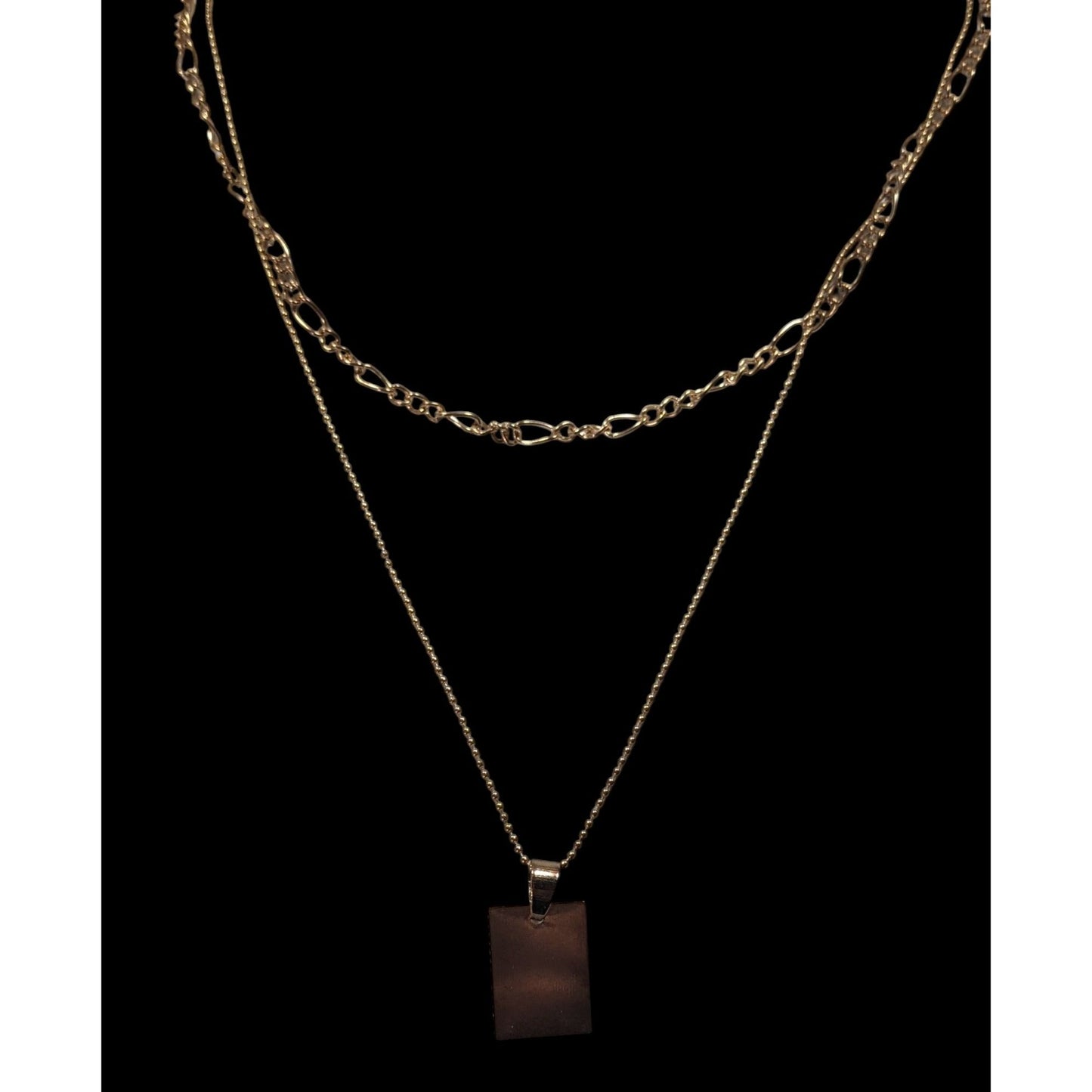 Minimalist Elegant Multilayer Gold Tone Chain And Pendant Necklace