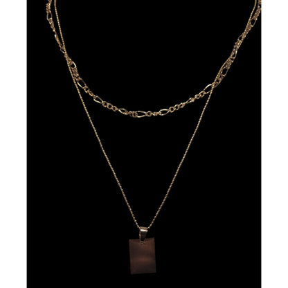 Minimalist Elegant Multilayer Gold Tone Chain And Pendant Necklace