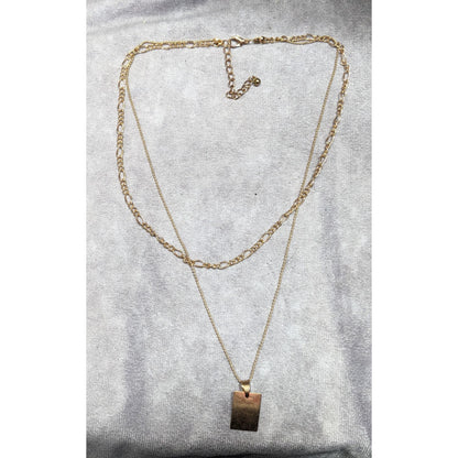 Minimalist Elegant Multilayer Gold Tone Chain And Pendant Necklace
