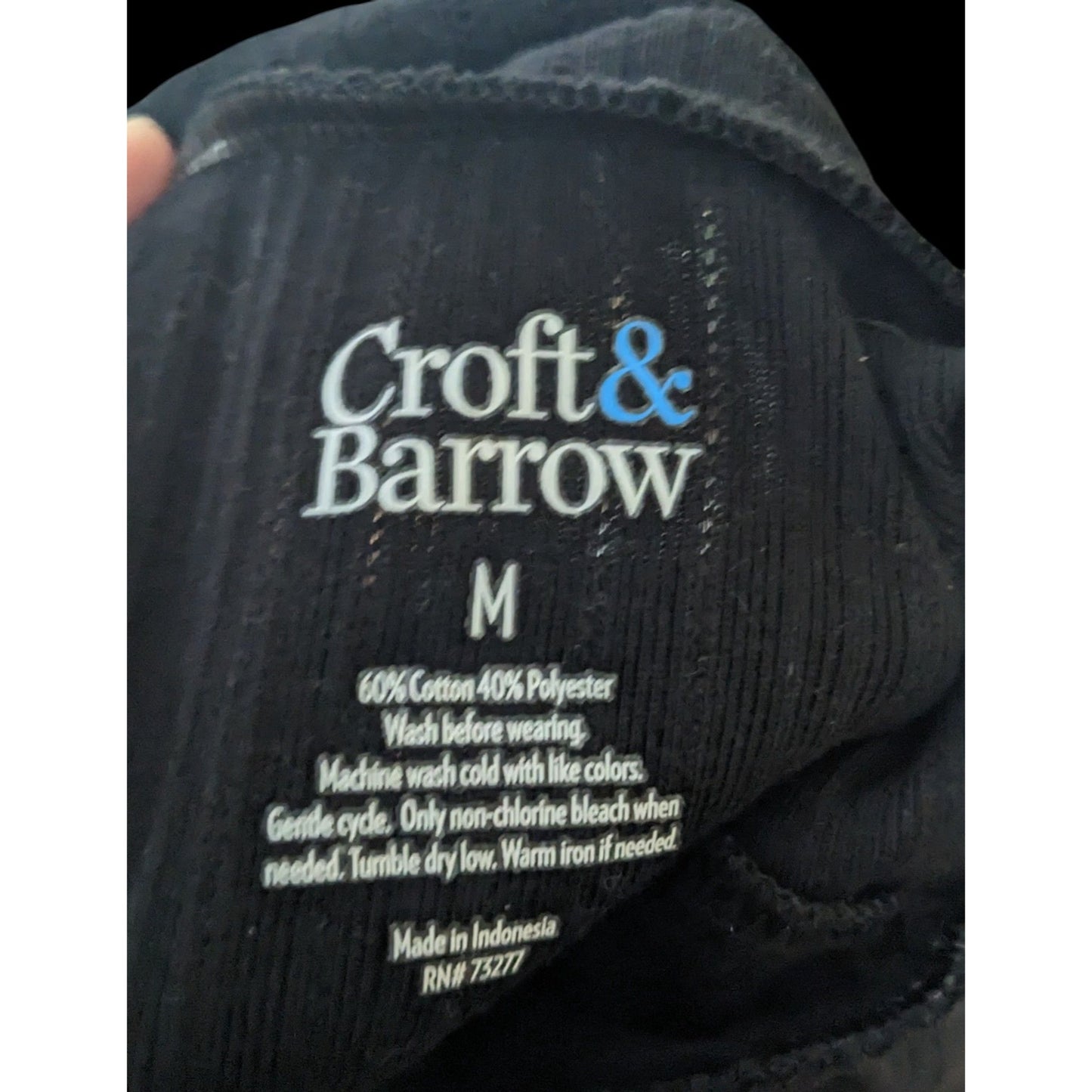 Croft & Barrow Preppy Black Mock Neck Top With Gold Button Shoulder Accents Size Medium