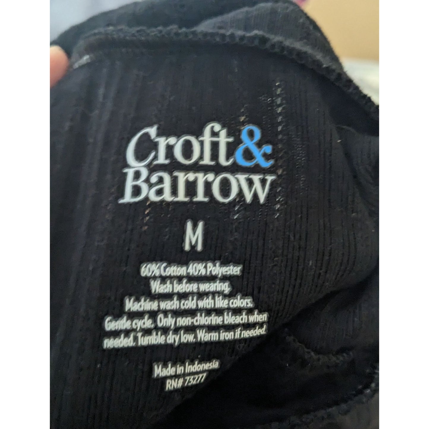 Croft & Barrow Preppy Black Mock Neck Top With Gold Button Shoulder Accents Size Medium