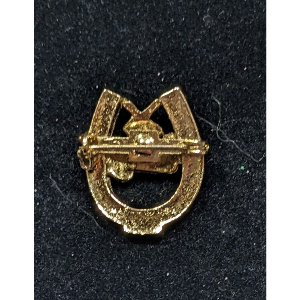 Vintage Bowling 200 Club Horseshoe Rhinestone Gold Tone Brooch Pin 1 Inch