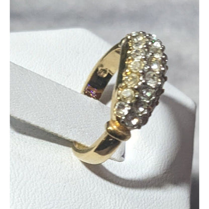 Elegant Glam Triple Crystal Layer Gold Tone Ring Size 5