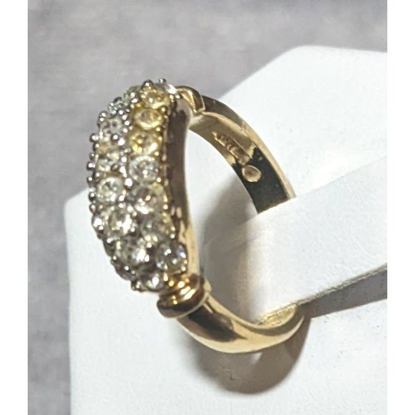 Elegant Glam Triple Crystal Layer Gold Tone Ring Size 5