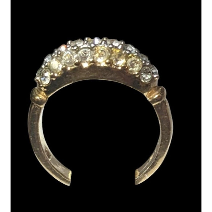 Elegant Glam Triple Crystal Layer Gold Tone Ring Size 5