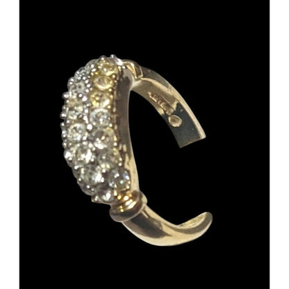 Elegant Glam Triple Crystal Layer Gold Tone Ring Size 5