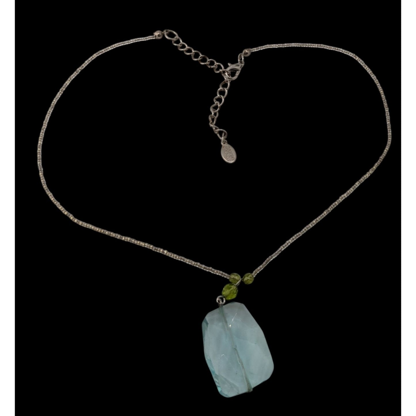 Baked Beads Aqua Glass Pendant Necklace