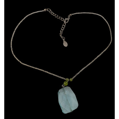 Baked Beads Aqua Glass Pendant Necklace