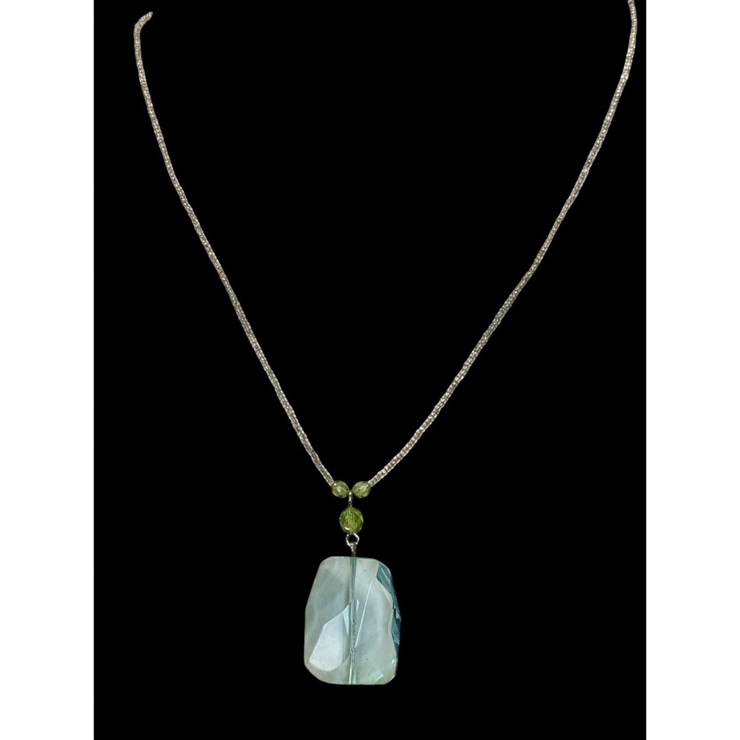 Baked Beads Aqua Glass Pendant Necklace