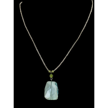 Baked Beads Aqua Glass Pendant Necklace