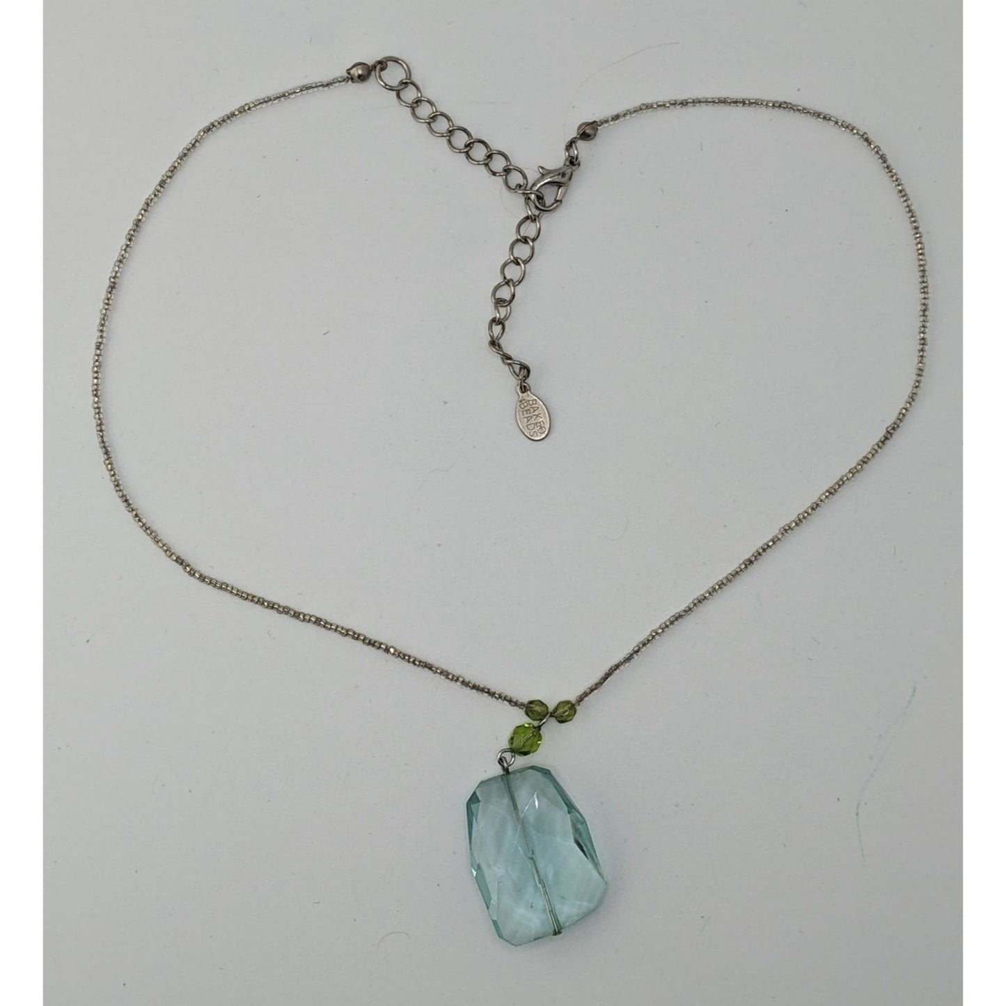 Baked Beads Aqua Glass Pendant Necklace