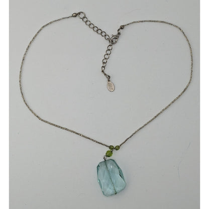 Baked Beads Aqua Glass Pendant Necklace