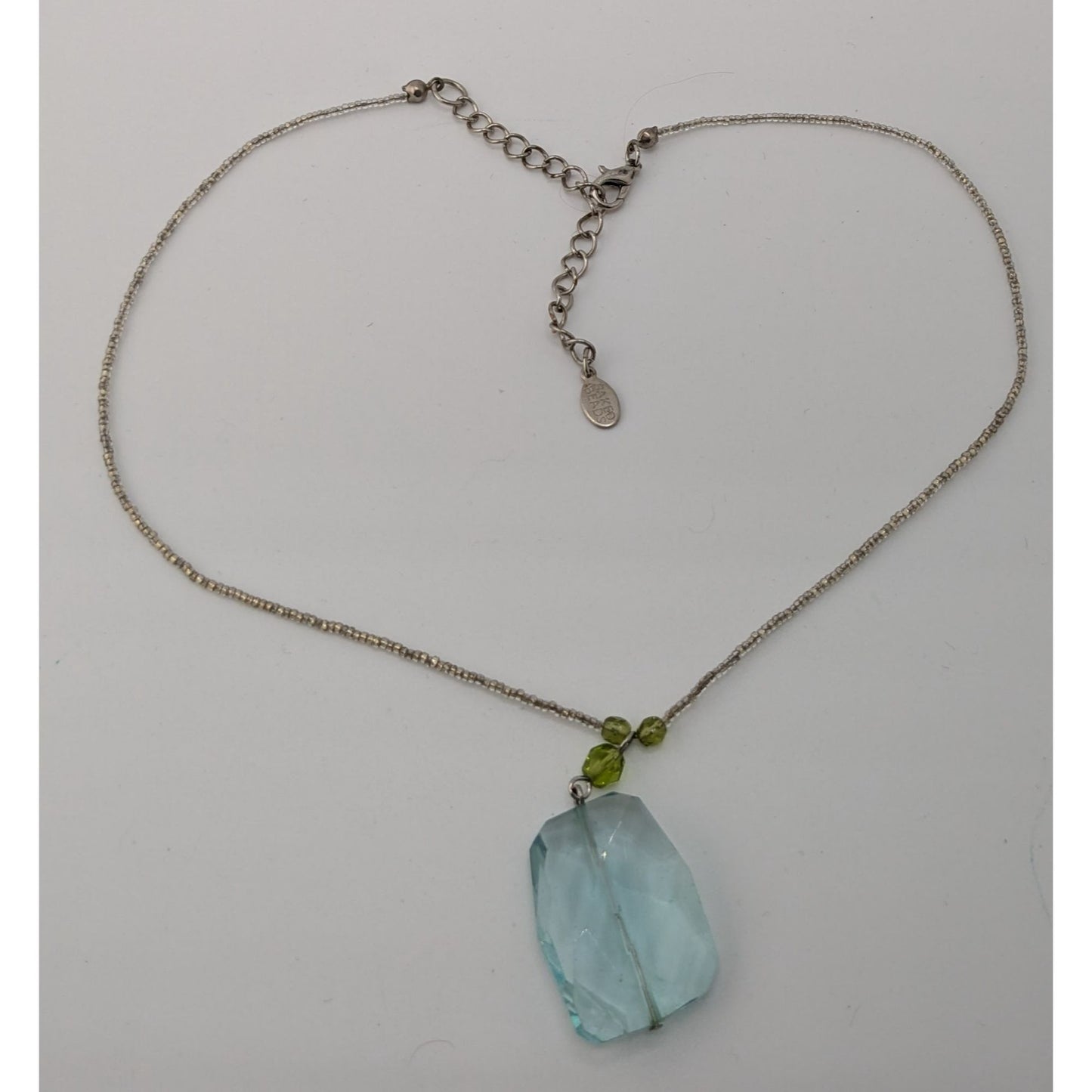 Baked Beads Aqua Glass Pendant Necklace
