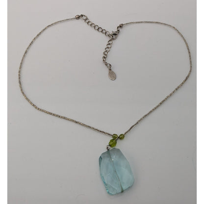 Baked Beads Aqua Glass Pendant Necklace