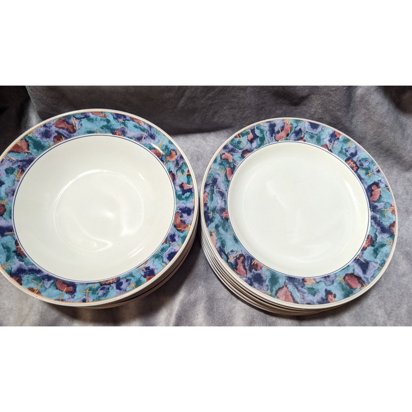 Vintage 1992 Sango Spring Jewel Deborah Mallow Plate And Bowl Set (12)