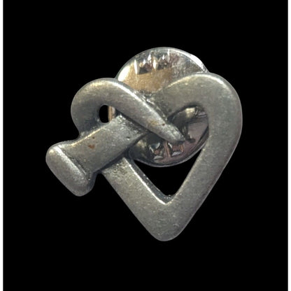 CTA Twisted Nail Heart Silver Tone Lapel Pin