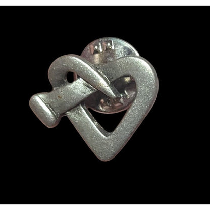 CTA Twisted Nail Heart Silver Tone Lapel Pin