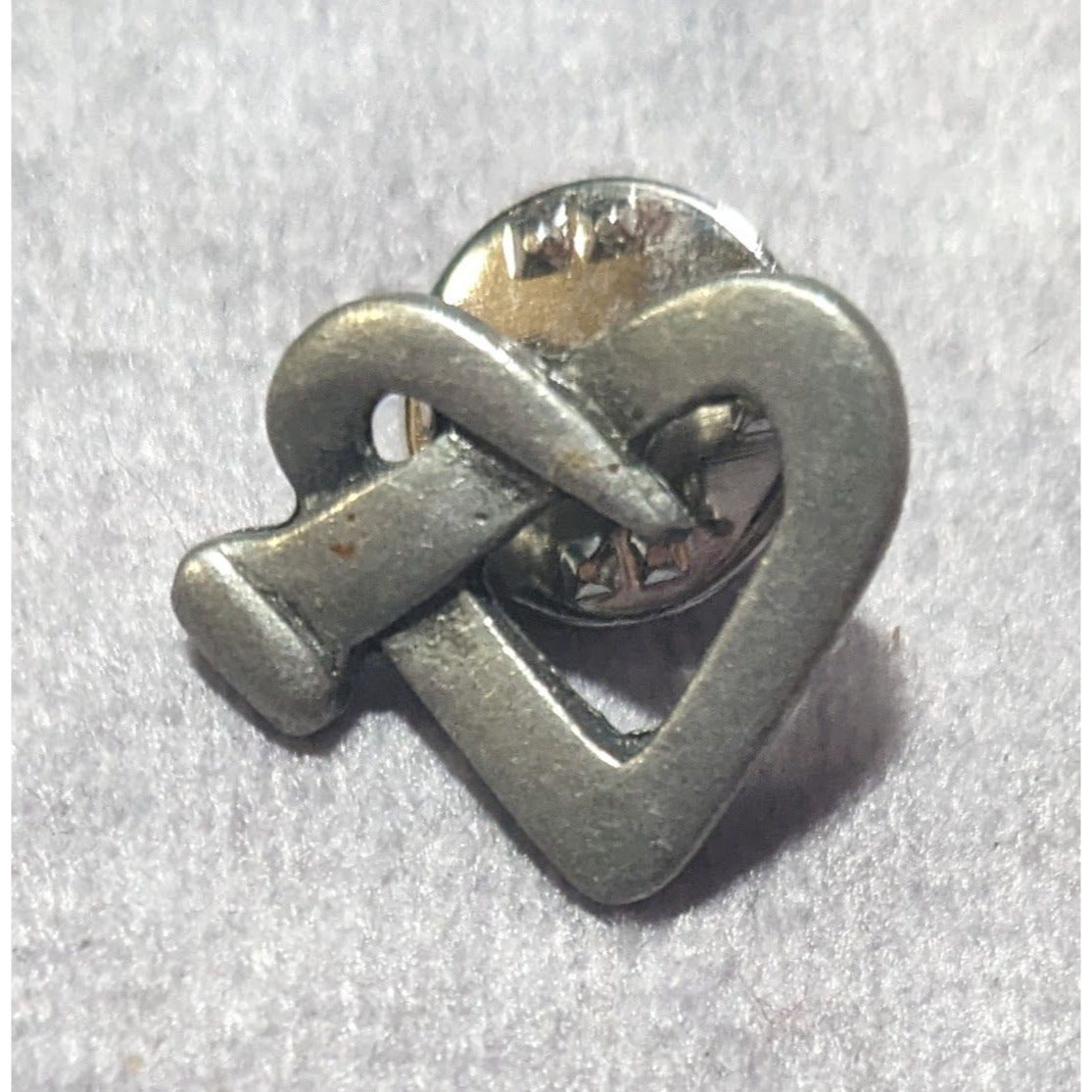 CTA Twisted Nail Heart Silver Tone Lapel Pin