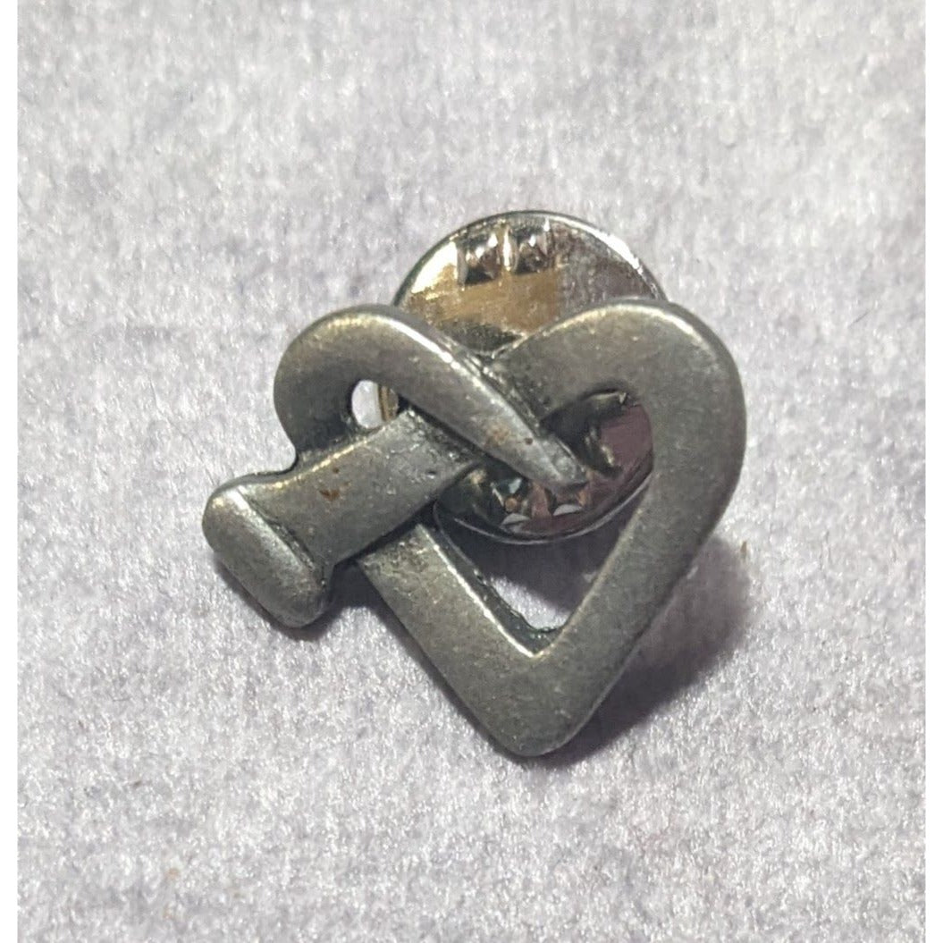 CTA Twisted Nail Heart Silver Tone Lapel Pin