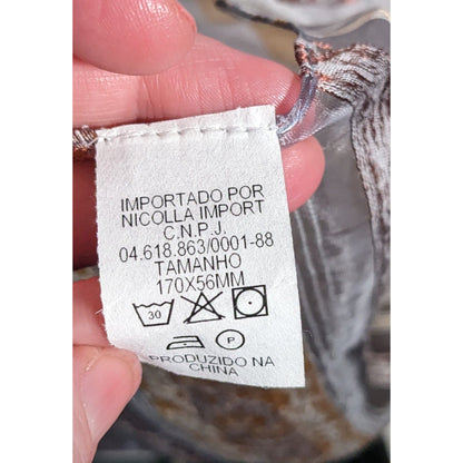 Semi Sheer Grey And Gold Metallic Striped Scarf