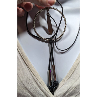 Brutalist Abstract Dangling Hoop Tassel Necklace