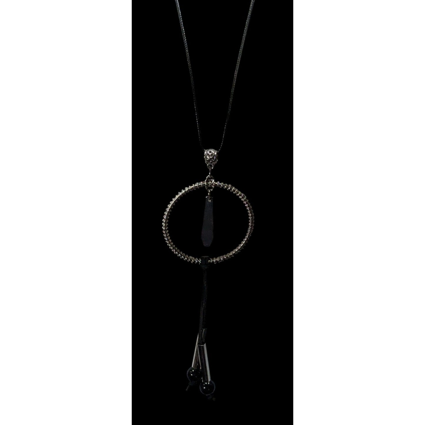 Brutalist Abstract Dangling Hoop Tassel Necklace