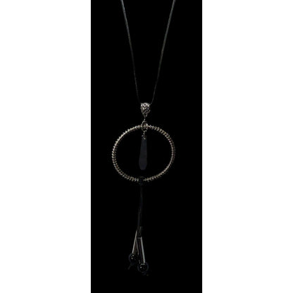 Brutalist Abstract Dangling Hoop Tassel Necklace