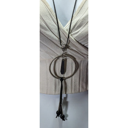 Brutalist Abstract Dangling Hoop Tassel Necklace