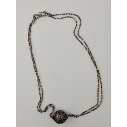 Bohemian Basket Weave Texture Single Bead Pendant Necklace On Double Chain