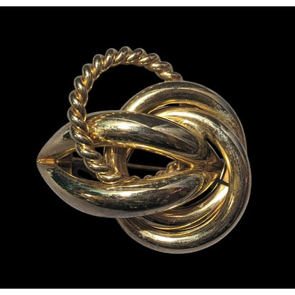 Vintage Abstract Gold Tone Metal Knot Brooch