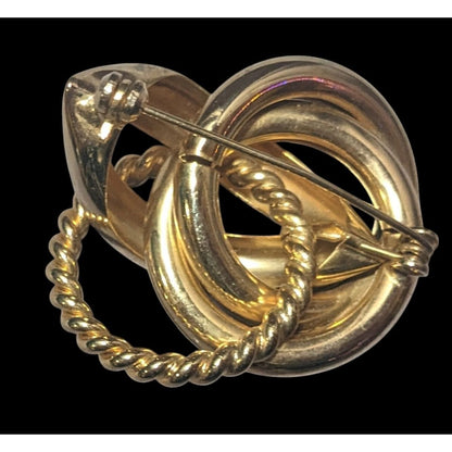 Vintage Abstract Gold Tone Metal Knot Brooch