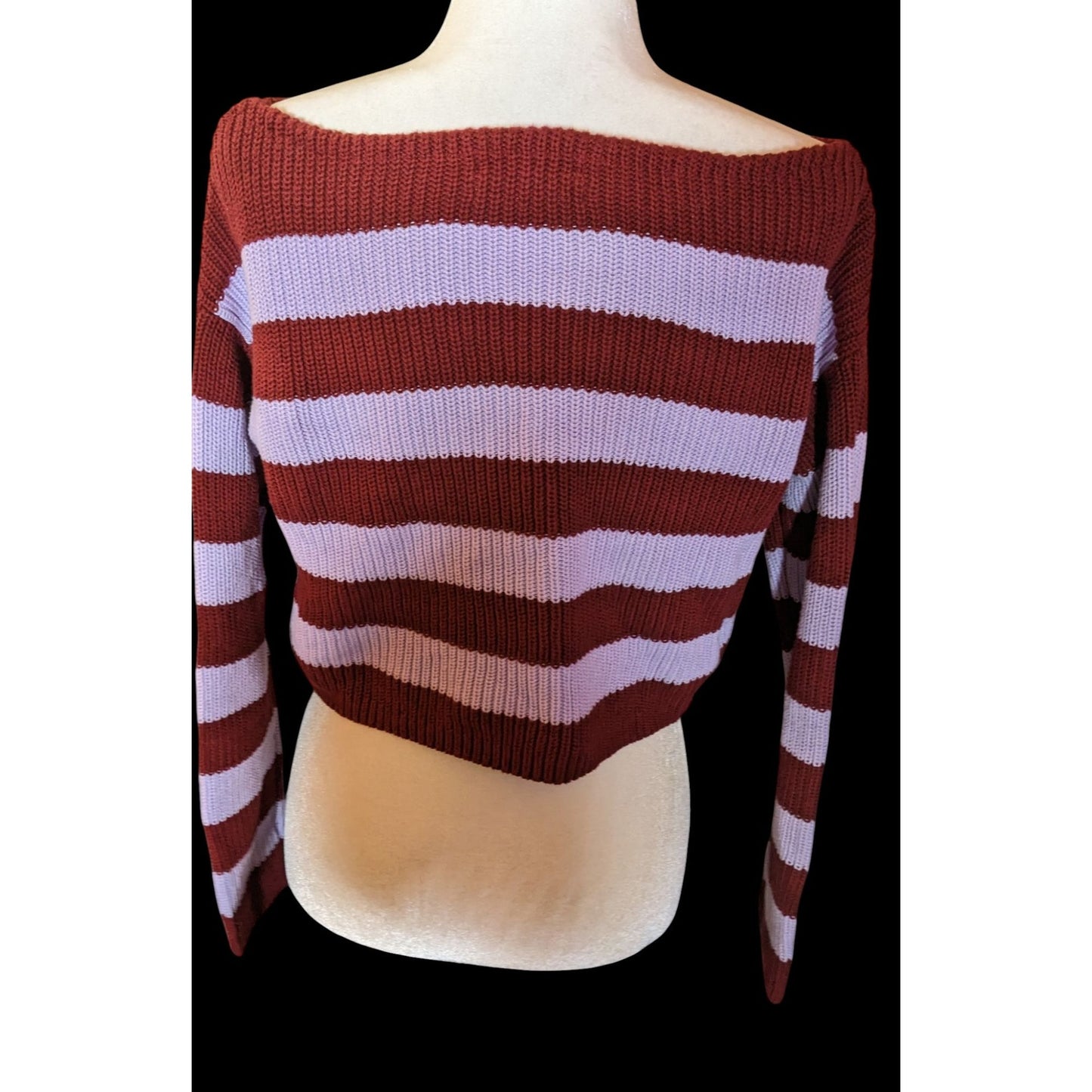Urban Outfitters Maxine Red And Purple Striped Cropped Sweater