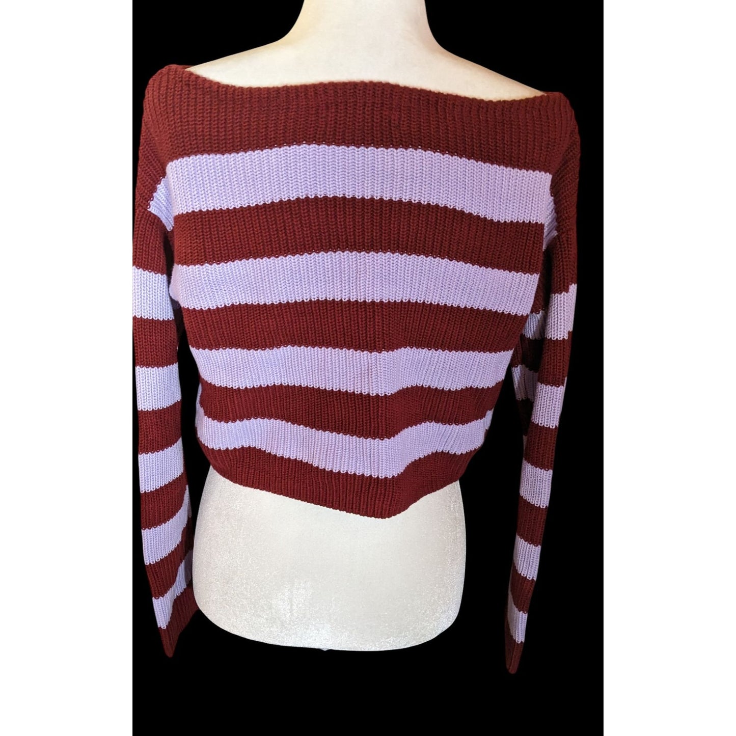 Urban Outfitters Maxine Red And Purple Striped Cropped Sweater