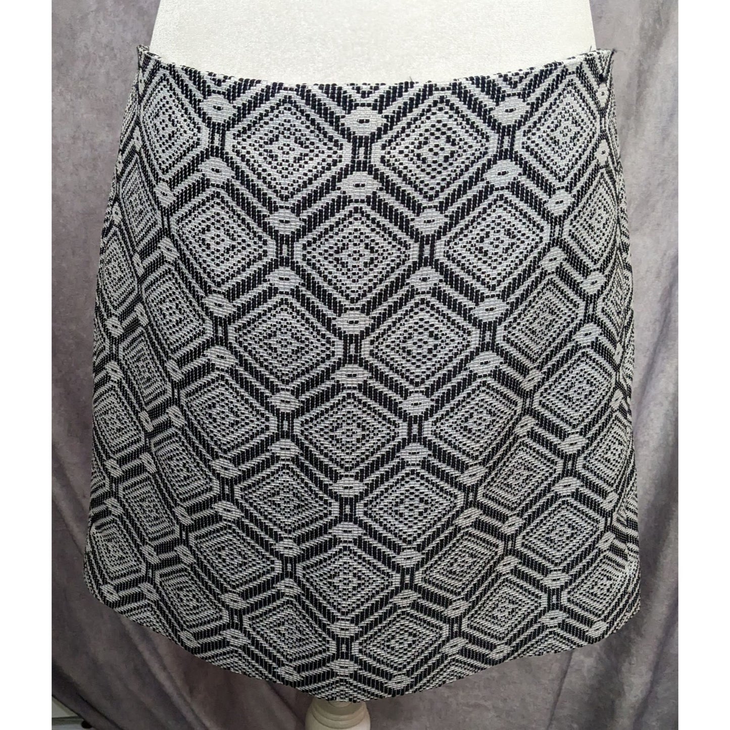 J.Crew Black And White Diamon Jacquard Mini Skirt