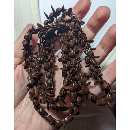 Nature Inspired Brown Koa Apple Seed Handmade Beaded Necklace