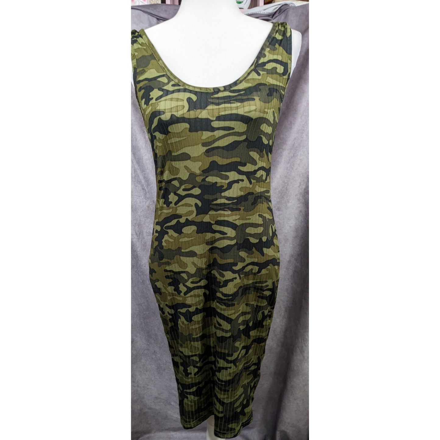 Ribbed Green Camo Dress by Full Circle Trends