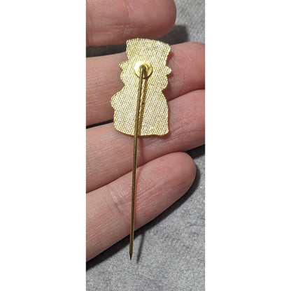 Vintage Gold And White Holiday Snowman Stick Pin