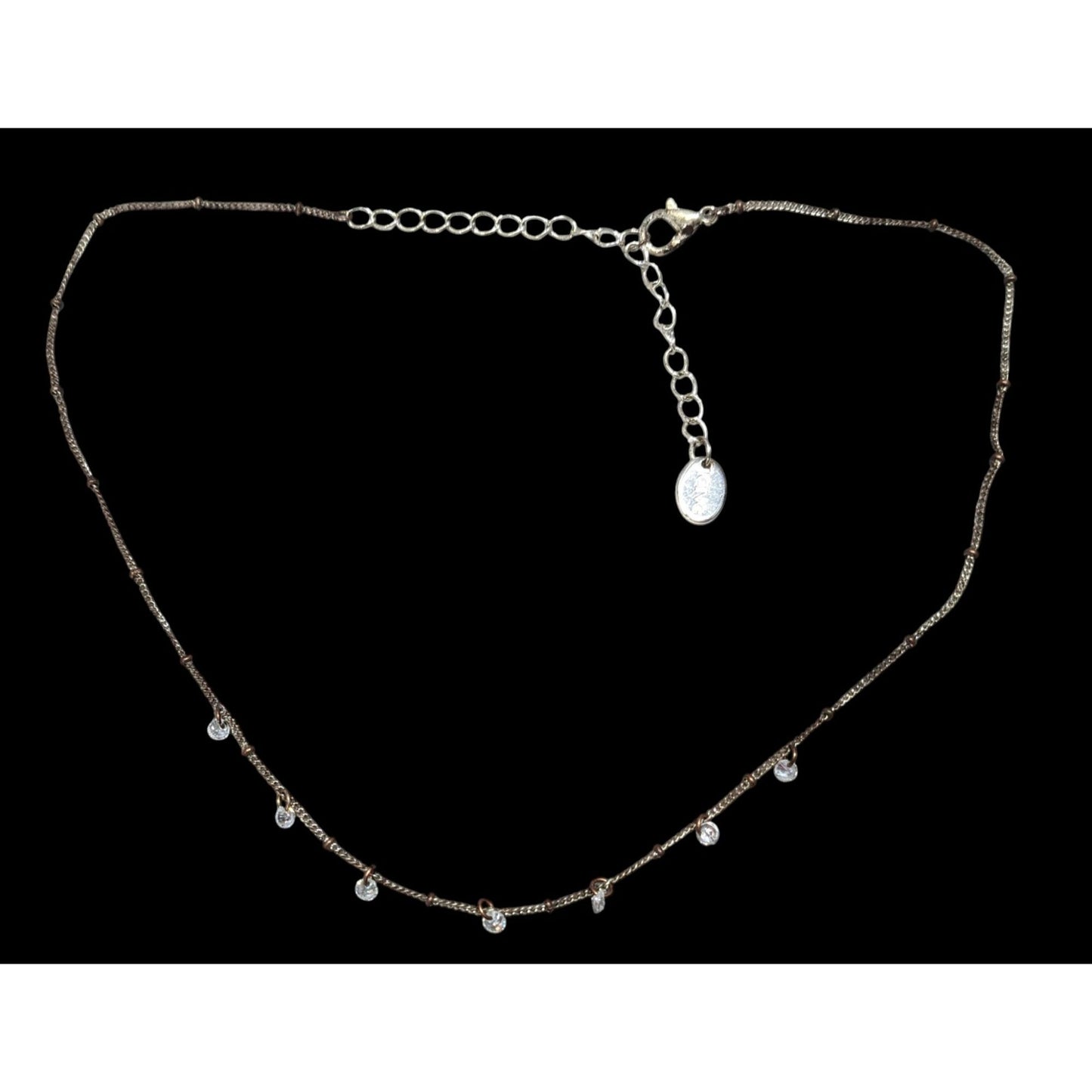 Icing Minimalist Sparkly Gemmed Silver Tone Necklace