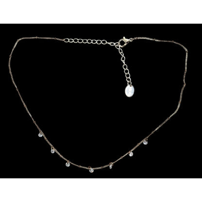 Icing Minimalist Sparkly Gemmed Silver Tone Necklace