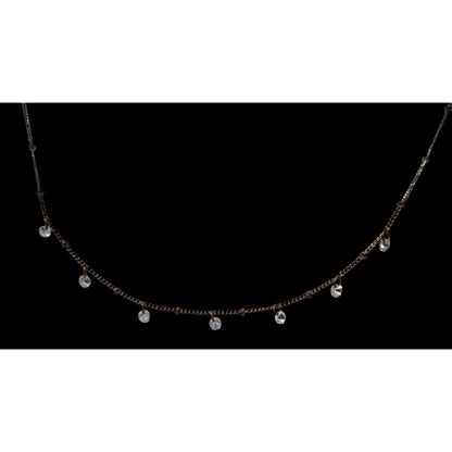 Icing Minimalist Sparkly Gemmed Silver Tone Necklace