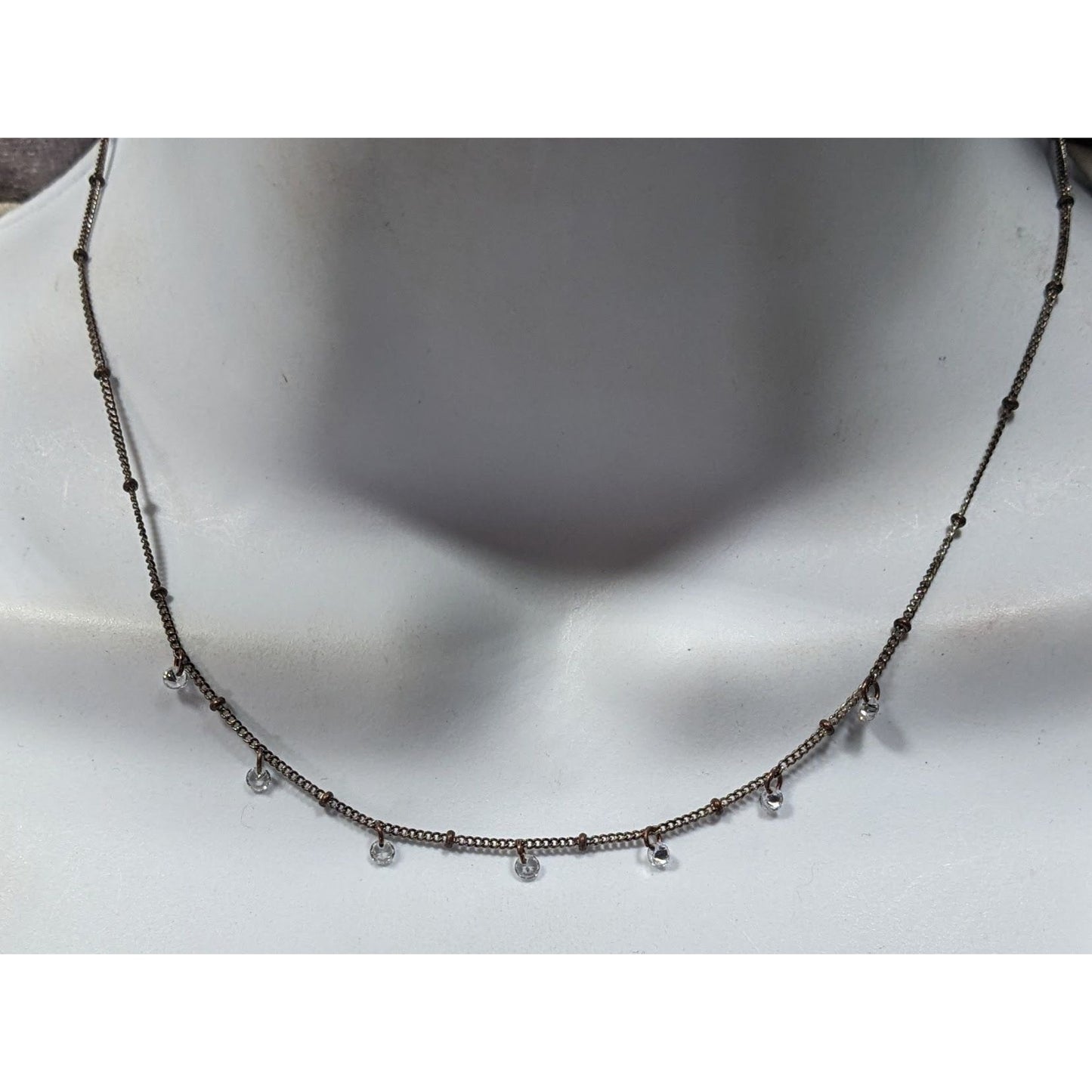 Icing Minimalist Sparkly Gemmed Silver Tone Necklace