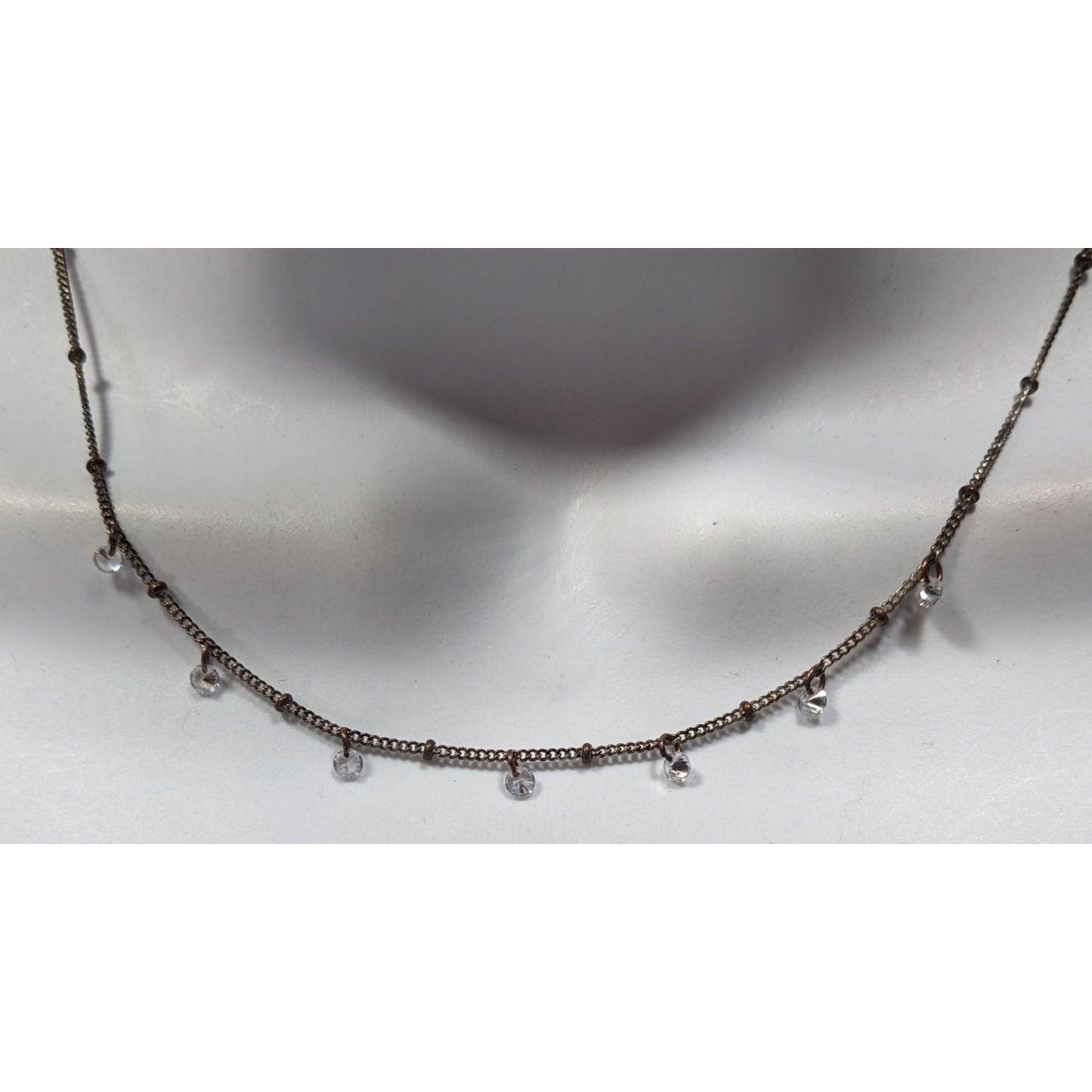 Icing Minimalist Sparkly Gemmed Silver Tone Necklace