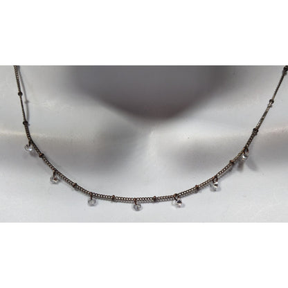 Icing Minimalist Sparkly Gemmed Silver Tone Necklace
