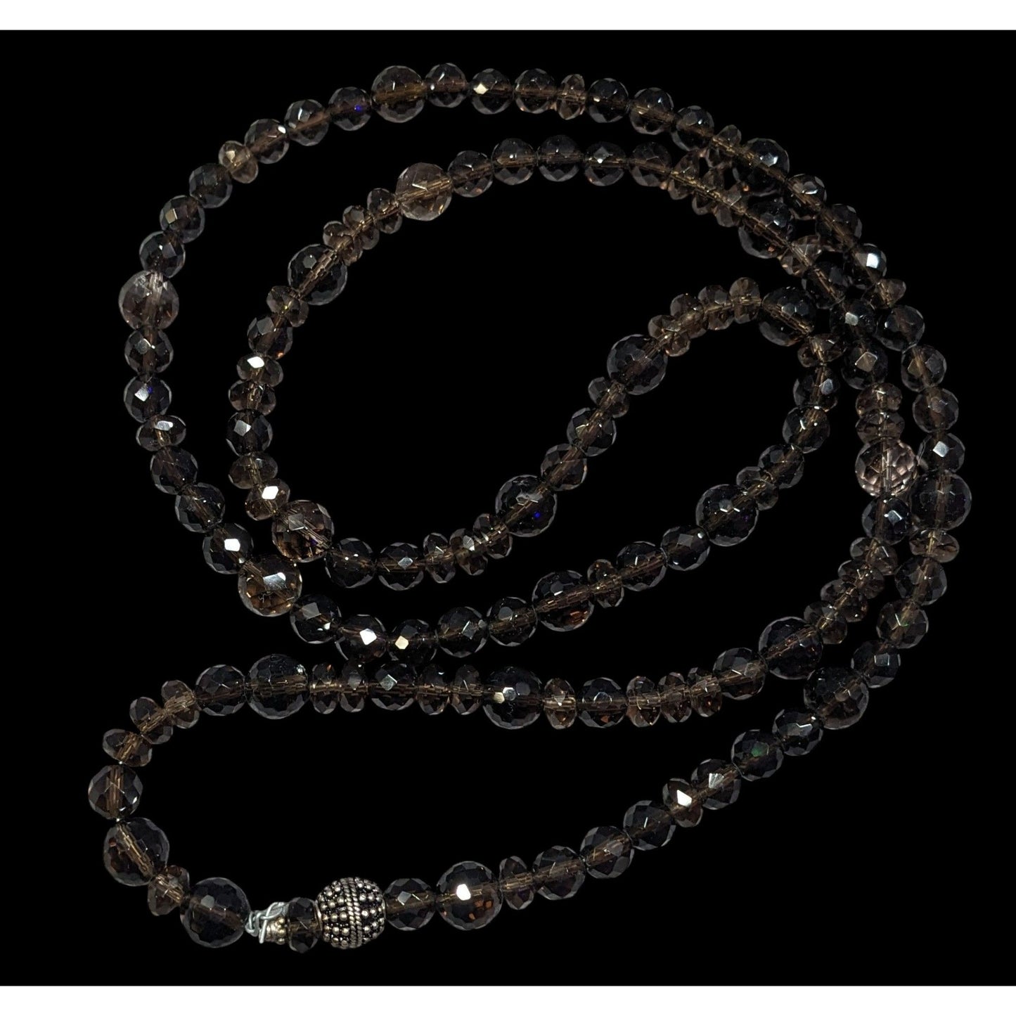 Vintage Glam Brown Faceted Crystal Glass Beaded Necklace