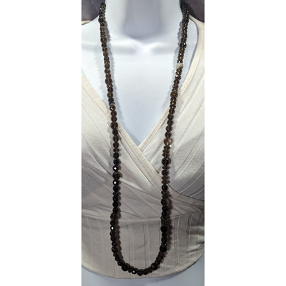 Vintage Glam Brown Faceted Crystal Glass Beaded Necklace