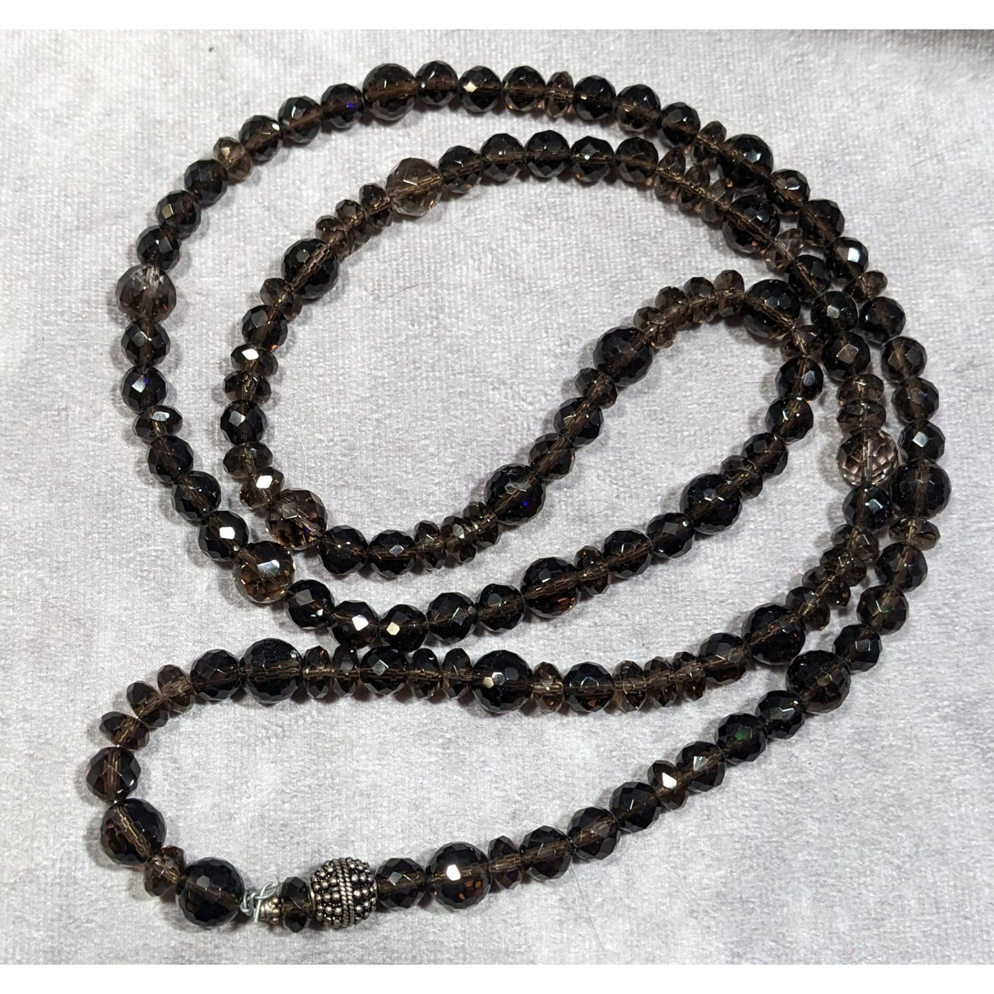 Vintage Glam Brown Faceted Crystal Glass Beaded Necklace