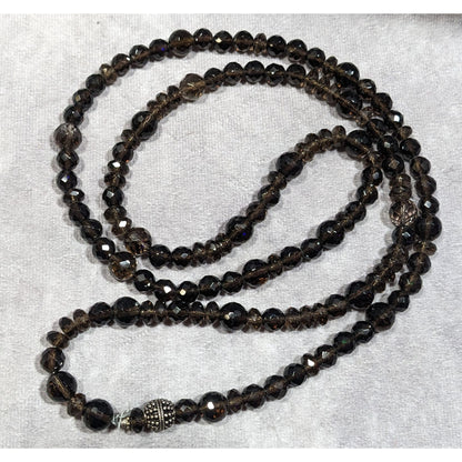 Vintage Glam Brown Faceted Crystal Glass Beaded Necklace